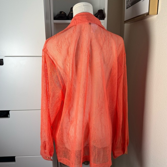 Peter Popovitch Vintage 80’s Orange Long Sleeve Beachy Button Up Shirt Size L - Picture 9 of 15